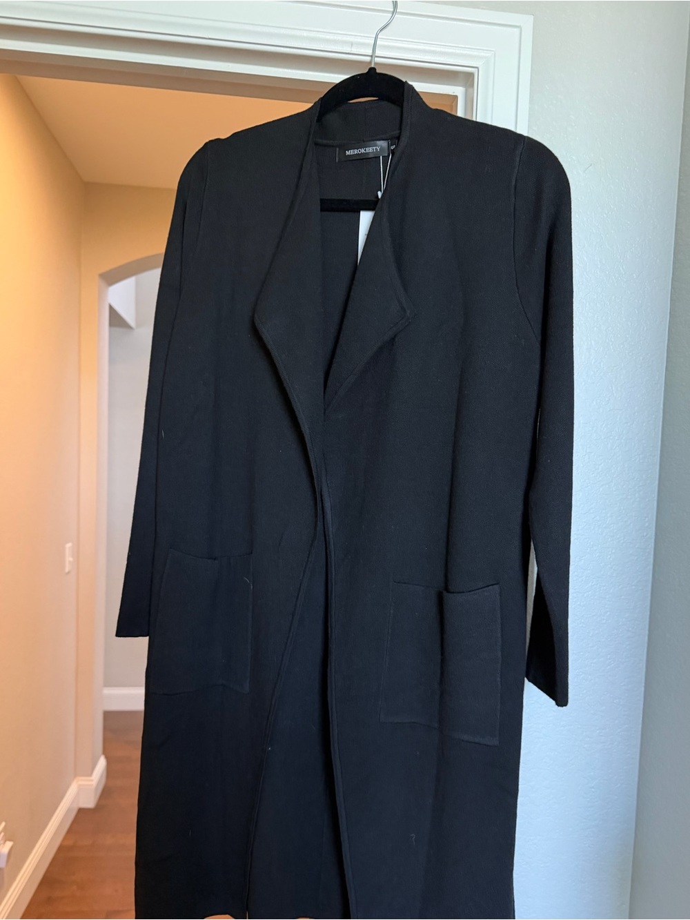 Black Women's Long Open-Front sweater